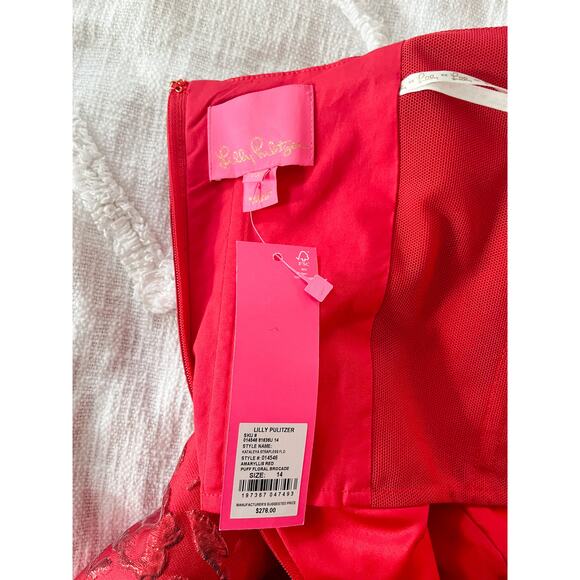 Lilly Pulitzer | NWT | Kataleya Strapless Jacquard Dress | Amaryllis Red | Sz 14 - Picture 10 of 14